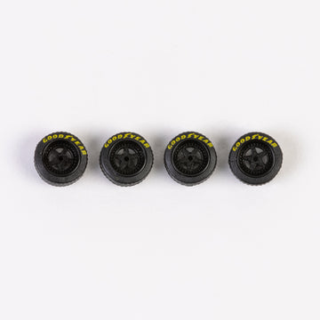 #181 Black 5 Spokes "Porsche" Style Wheels with Yellow Letters