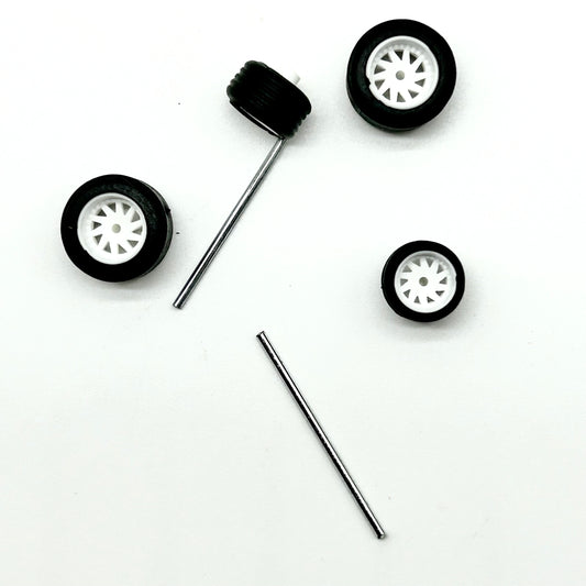 #1013 White “Swirly” Gasser Wheels