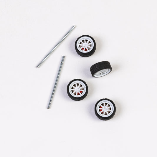 11mm White 9 Spoke Bearing Wheels