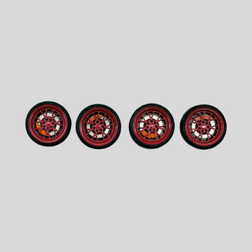 NEW- 10mm “Corn-Snake” Red and Orange Alloy Bearing Wheels. (Spinner)