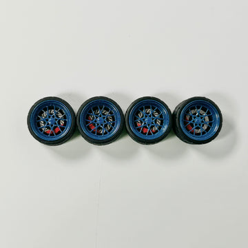 NEW- 10mm Blue Metal w Red Caliper Alloy Bearing Wheels (Spinner)