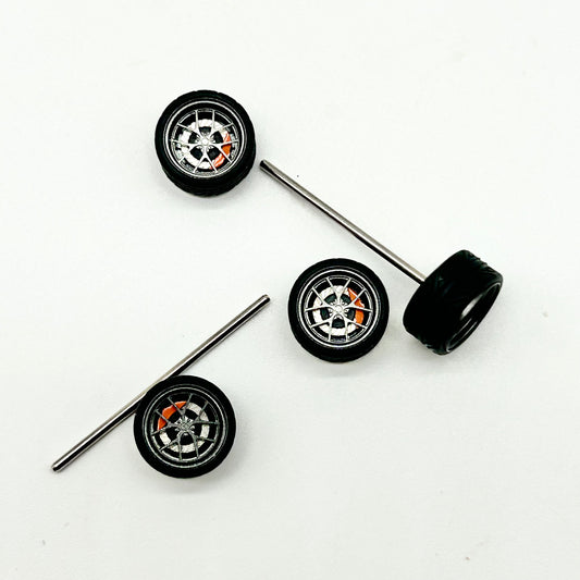 10mm Grey & Orange Alloy Bearing Wheels (Spinners)