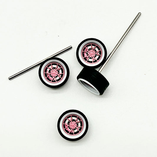 10mm Pink & White “Sakura” Bearing Alloy Wheels (Spinners)