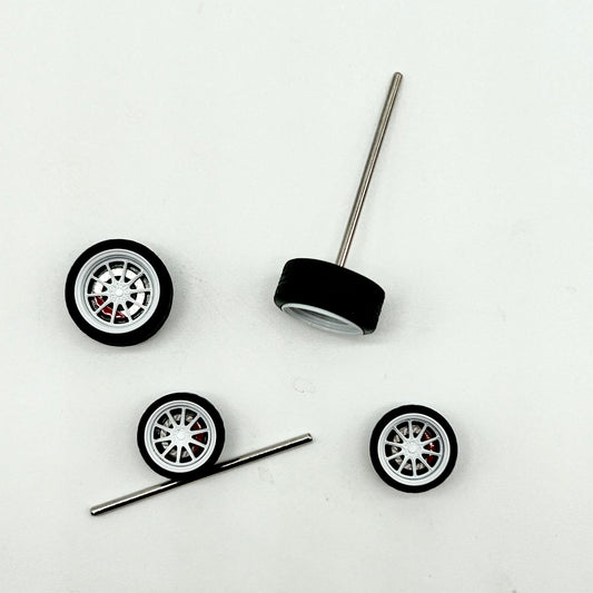 NEW- White 10 Spokes “Staggered” Style Alloy Bearing Wheels. (Spinners)