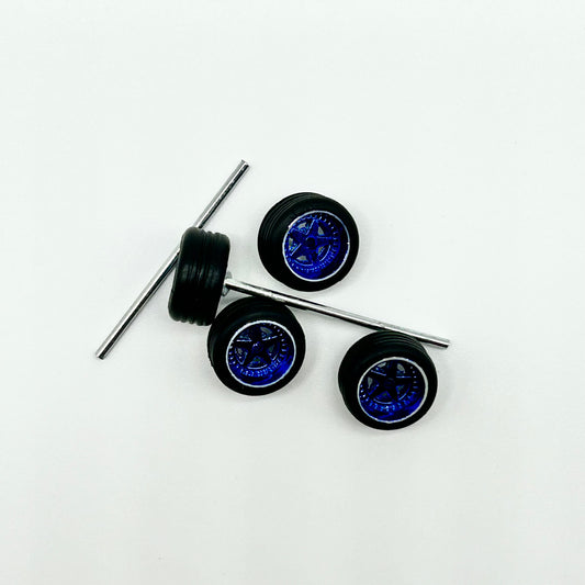 #313 NEW Limited Edition: 12mm Blue With Chrome Lip “Porsche” Style Metallic Wheels