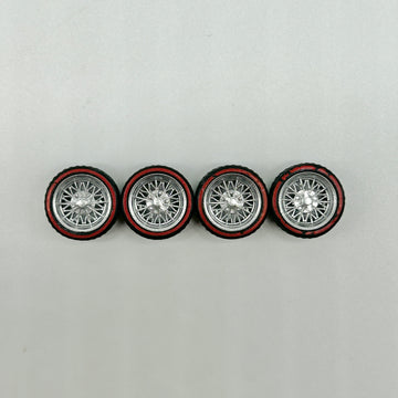 10mm Chrome Reverse 30’s Wire Wheels With “Redline” Rubber Tires