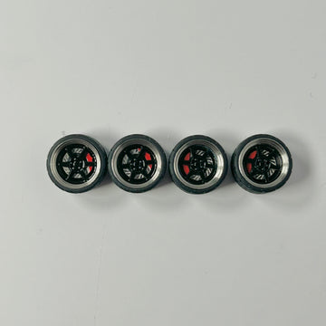 NEW- 10mm Black with Chrome Lip 6 Spokes Bearing Wheels. (Spinner)