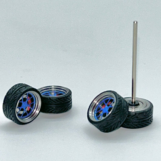 10mm Blue & Red Bearing Alloy Wheels (Spinners)