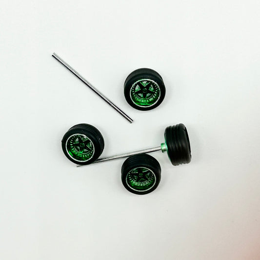 #305 Limited Edition: Green 12mm Low Profile Chrome Lip “Porsche”  Metallic Wheels