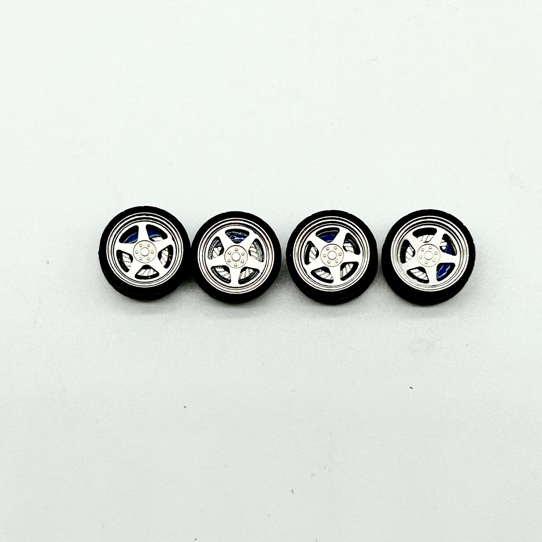 10mm Silver 5 Spokes with Blue Caliper Alloy Bearing Wheels (Spinners)