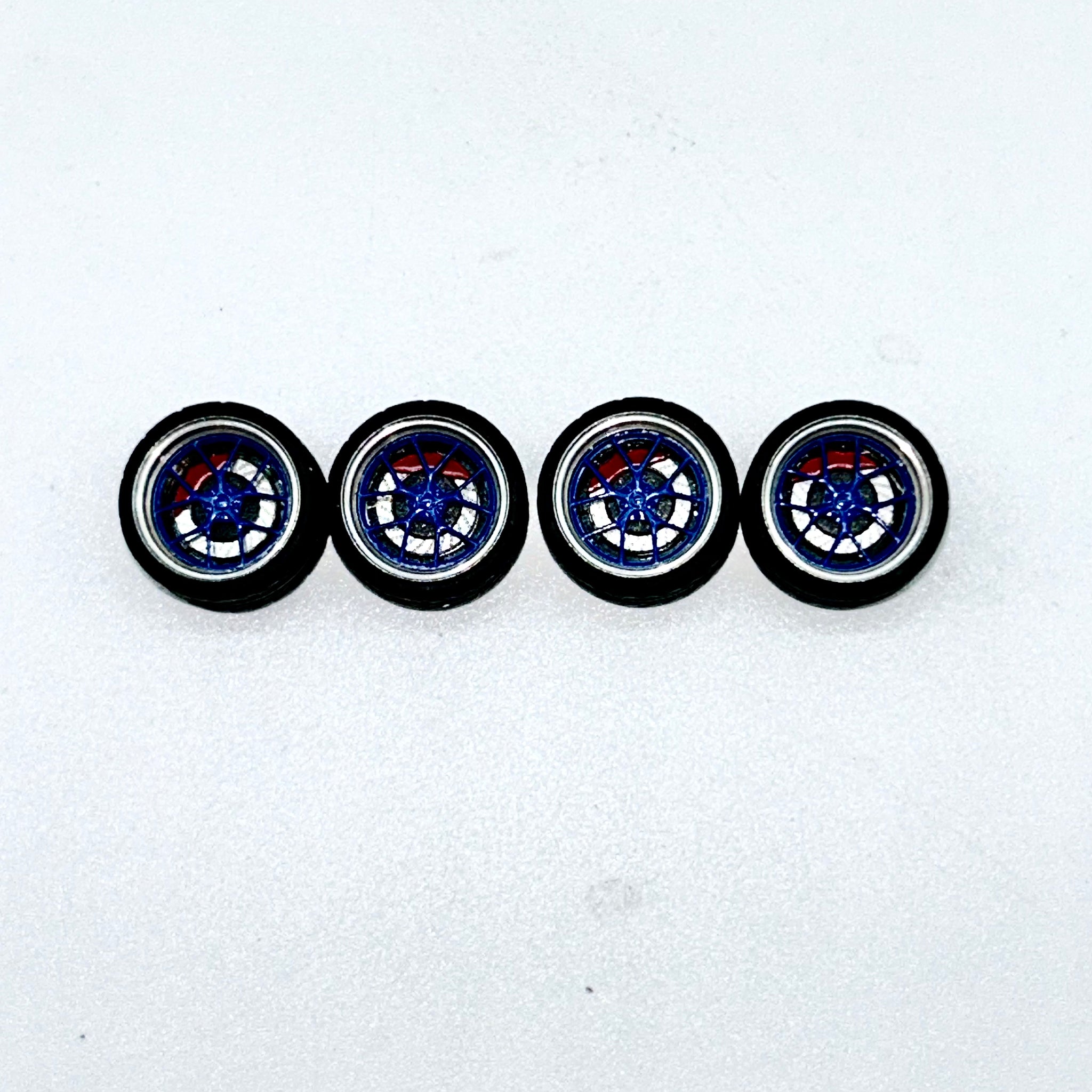 10mm Blue & Red Bearing Alloy Wheels (Spinners)