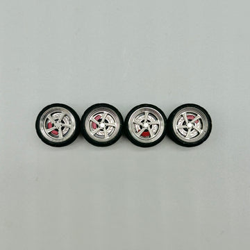 11mm Silver Metallic 5 Spoke Billet Style Bearing Wheels (Spinner)