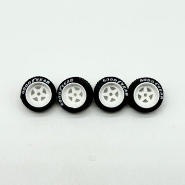 #169 White “Porsche” Style 5 Spokes Lettered Wheels