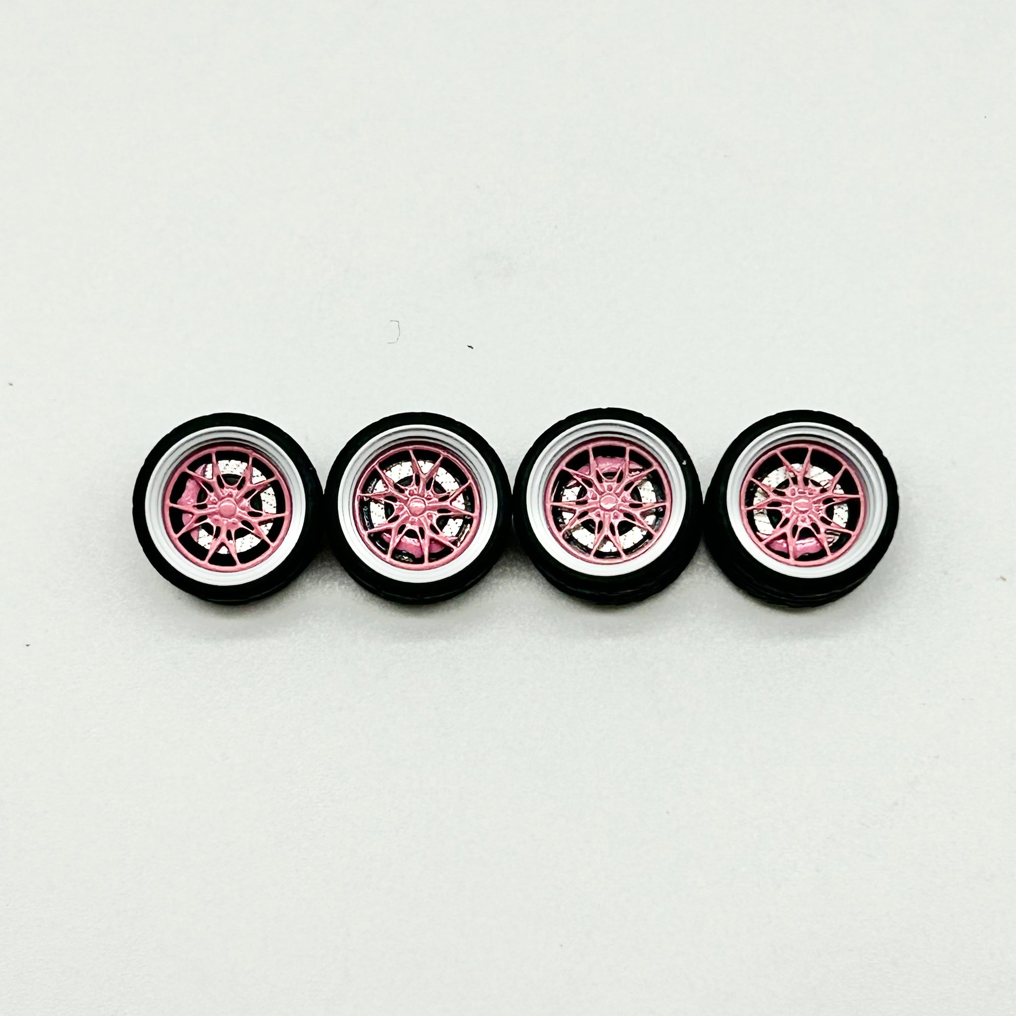 10mm Pink & White “Sakura” Bearing Alloy Wheels (Spinners)