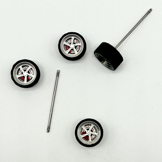 11mm Silver 5 Spoke “Billet” Style Bearing Wheels