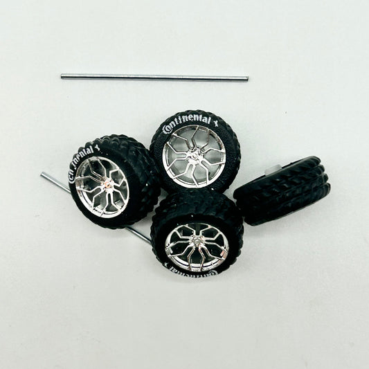 NEW Prototype - 14mm Silver “Cortex” Style Wheels. Off-Road and Low Pro Tires