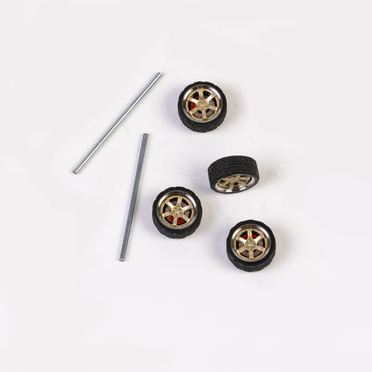 11mm Light Gold “TE37” Style with Chrome lip Bearing Wheels